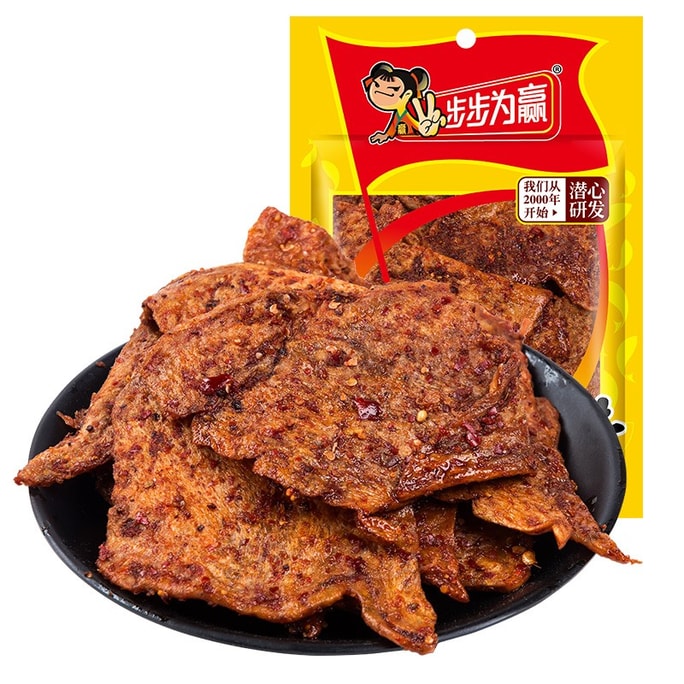 【中國直郵】 步步為贏 素魚片麻辣香辣素肉辣條湖南特產豆乾美味兒時記憶零食小吃 40g素魚片X8包