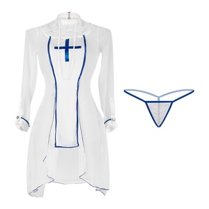 Fun Lingerie Sexy Lace Chiffon Cosplay Court Nun Uniform White One Size