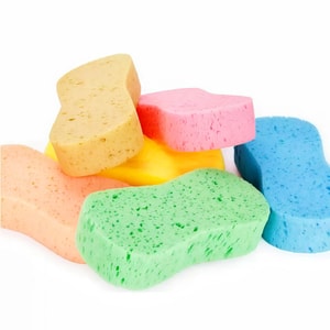  RHFJAKA 美国发货 5个装汽车清洗海绵,超厚泡沫材质,不掉毛,不留划痕,骨形设计,超细纤维材质,适用于清洗汽车、餐具、瓷砖、自行车、船只等,易于抓握,适用于厨房和浴室