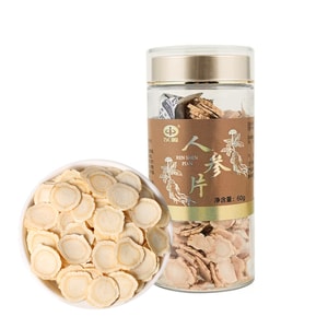 중국산 일링 인삼 조각: 활력을 위한 강력한 강장제로, 비장과 폐를 강화하고, 체액 생성을 촉진하고 혈액을 보양하며, 마음을 진정시키고 지능을 향상시킵니다. 60g