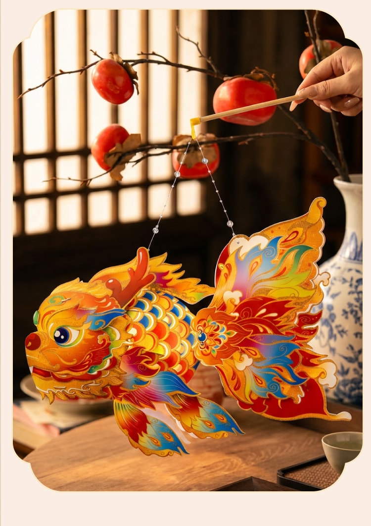 FOXTAIL 新年 春节元宵玲珑鱼灯 手提发光花灯 挂饰 儿童亲子手工材料 非遗传承  - 鳌鱼款 1件