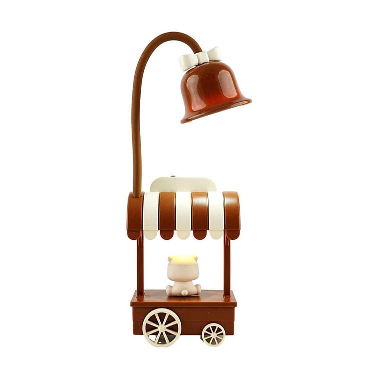 Cute Bear Cart Desk Lamp/Deep Coffee/LED White Light/USB Charging/Light Selection/Battery Capacity 300MA/Material ABS/PP 4