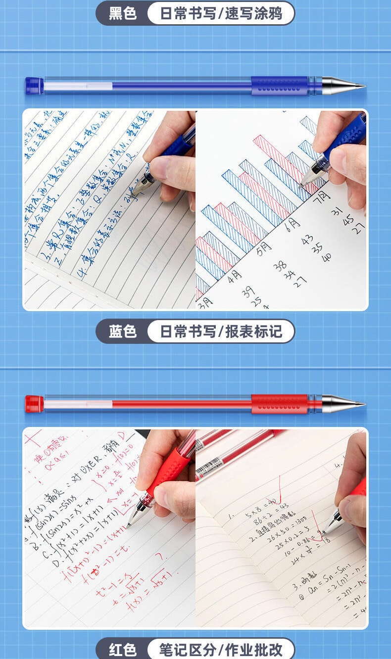 得力 中性笔 6600ES 黑色12支装 文具签字 碳素水笔0.5mm 办公笔