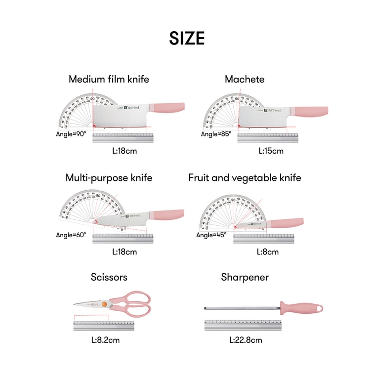 Knife Block Set Pink 7pcs 6