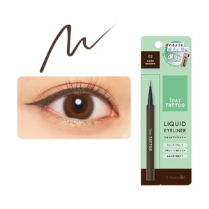 K-Palette 1DAY TATTOO Liquid Eyeliner #02 Dark Brown, Waterproof & Long-Lasting, All Day Wear