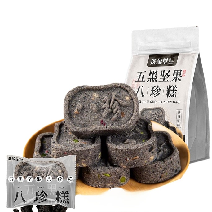 [중국 직배송] 서향탕 오흑팔보 케이크, 무설탕, 견과류, 복령, 고르곤 열매 함유, 신장 건강 증진 및 모발 윤기 개선, 향긋하고 부드럽고 쫀득한 간식, 240g