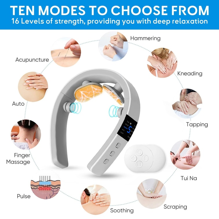 Neck Massager for Pain Relief Deep Tissue,Electric Portable Neck Massager with Heat for Women Men 1 each 3