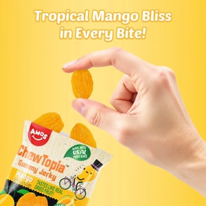 ChewTopia Mango Gummy Jerky – Vegan Chewy Fruit Snack, Tastes Like Real Dried Mango, Soft & Chewy Gummy Candy, 8.47 oz