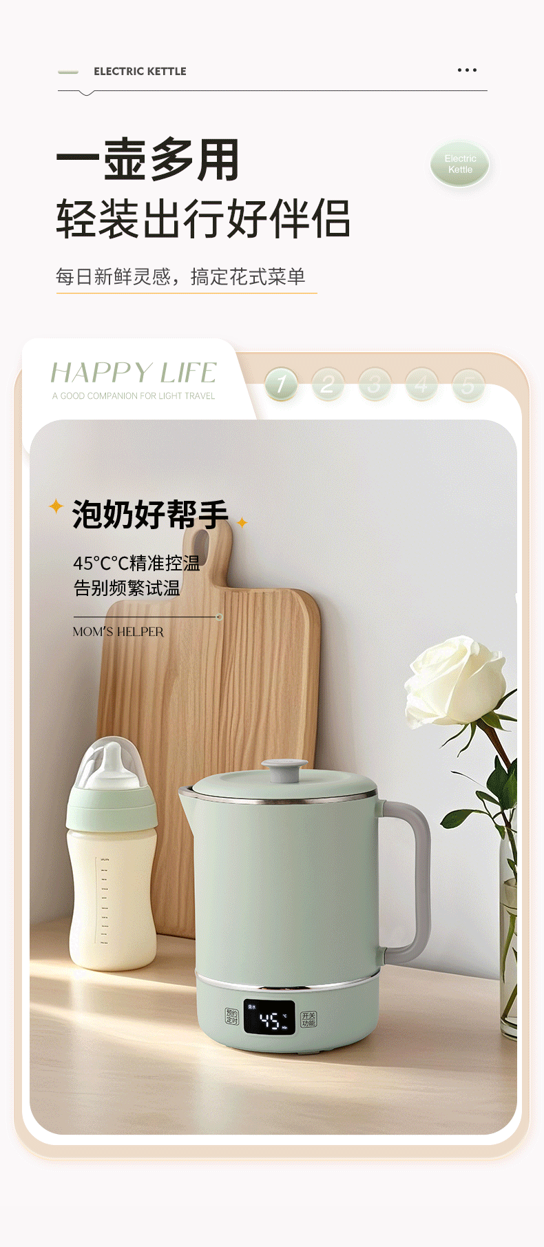 【中國直郵】 摩茶 電燉鍋小型煮粥神器316不銹鋼便攜多功能煲湯燉煮110v燒水壺 本白色 一台裝