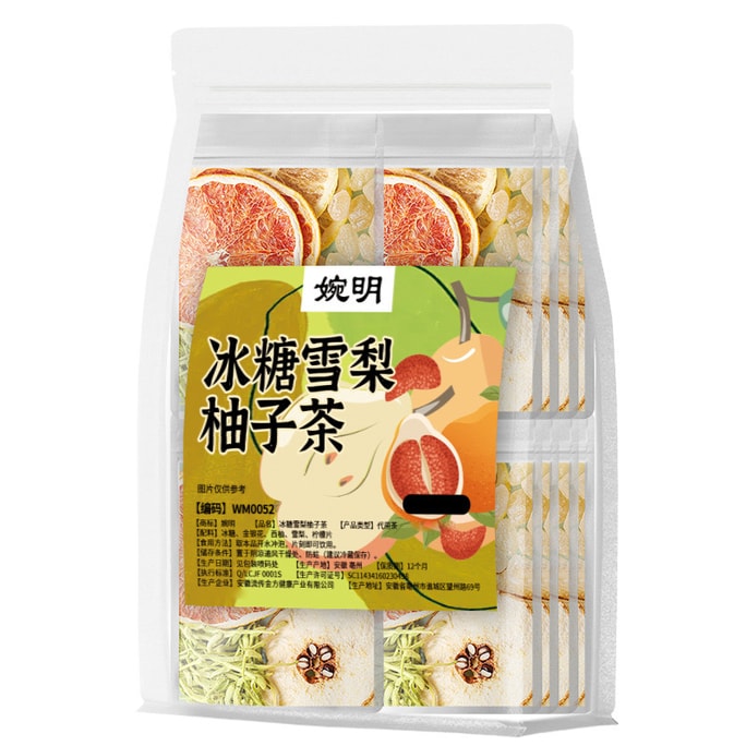 中國婉明 冰糖雪梨柚子茶 含金銀花 西柚 雪梨 檸檬片 檸檬乾 5大包 150g
