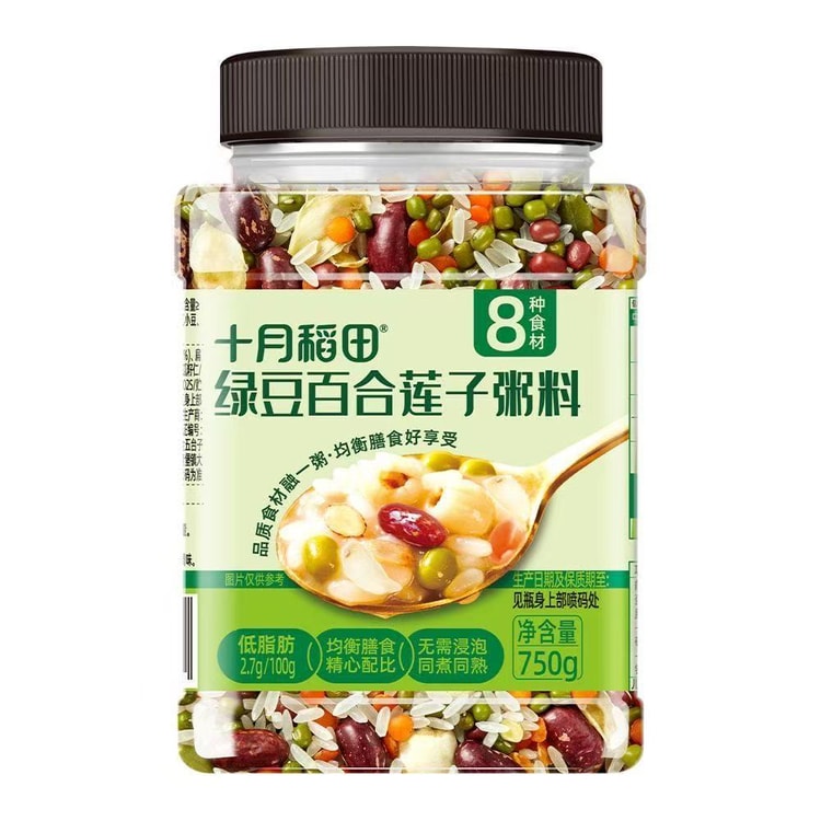 花鳥粥罐 中国直送】10月田緑豆・ユリ根・蓮の実粥ミックス 750g×1缶（8種材料