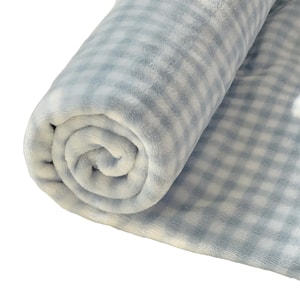 【中国直邮】 HSPM 加厚牛奶绒床单 冬季珊瑚绒法兰绒加绒被单 蓝格床单 250cmx230cm 1件