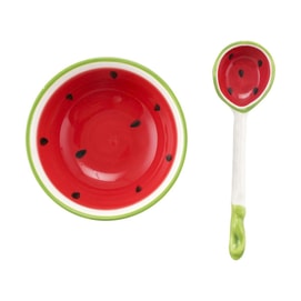 Cute Ceramic Watermelon Bowl with Spoon