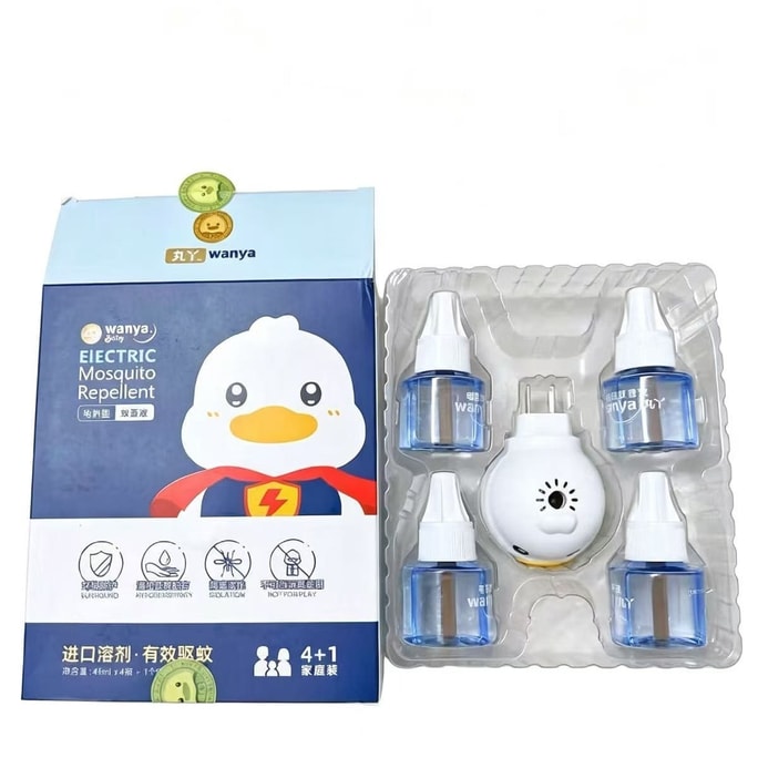 【中國直郵】 丸丫 電熱蚊香液可用無味驅蚊液體蚊香液滅蚊器補充液寶寶 4液1器