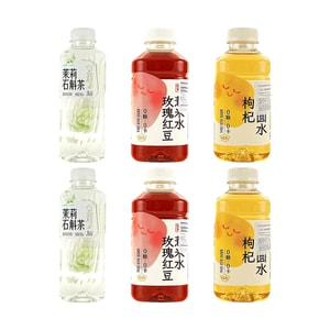 Rose Red Bean Barley Water+Jasmine Dendrobium Tea+Goji Berry Longan Water 16.91 fl oz*6【3 Flavors 6 Combo Packs】