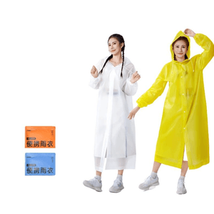 Disposable Raincoat Thickened Outdoor Long Body Raincoat Cream White + Cheese Yellow *2 Pieces