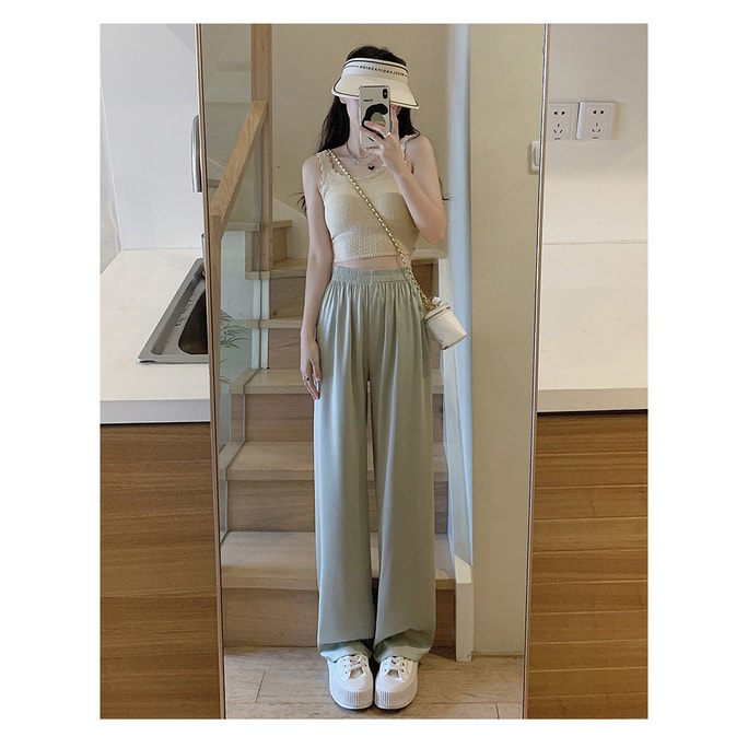 Summer acetic acid ice silk sunscreen wide leg pants