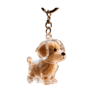 Pet Hair Transparent Storage Pendant Creative Commemorative Keychain Bag Car -Golden Retriever 1Pc