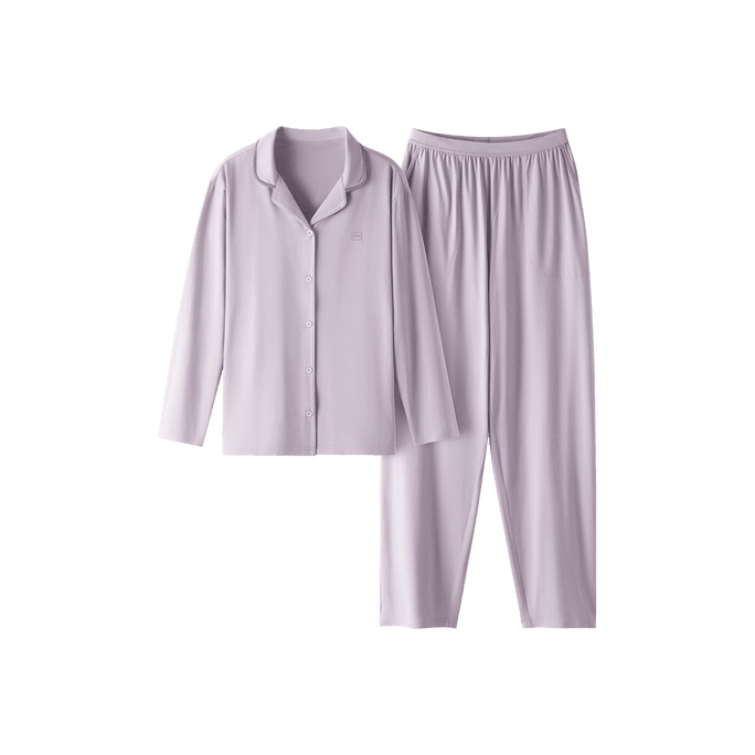 Women's Button Up Pajamas Set Loungewear 301S Purple L