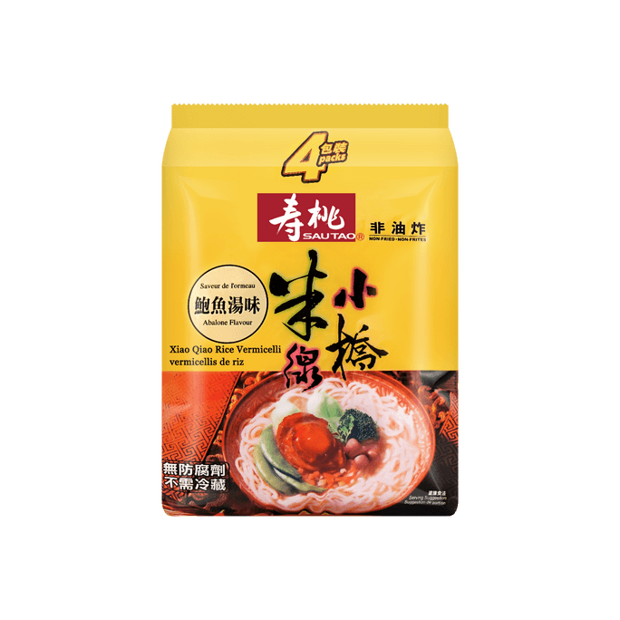 香港壽桃牌 非油炸無防腐劑小橋米線 鮑魚湯口味 4包入 *215g