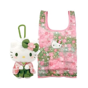 【日本直送】サンリオ ハローキティ 抹茶着物ぬいぐるみ 折りたたみ式エコバッグ（1個）