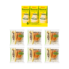 Yeast Bread Hokkaido Milk Flavor 2.82 oz*6p+Banana Flavored Milk Drink 6.76 fl oz*6p【Weekly Breakfast Combo Pack】