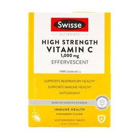 ULTIBOOST 비타민 C, 1000mg 용해성 비타민 C 분말 정제, 면역 지원 보충제 및 항산화제 60정