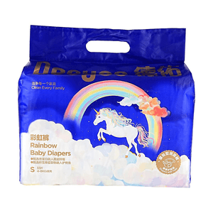 Rainbow Baby Diapers with Tabs, Size S, 33 Count, 4-8KG【Silk Protein Skin-Friendly Plant Extract Hip Care】