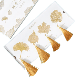 Leaves Of The Four Seasons Kokusai Kokusai Bunka Gift Metal Bookmark Leaves Of The Four Seasons ( Gold) 4 Pieces