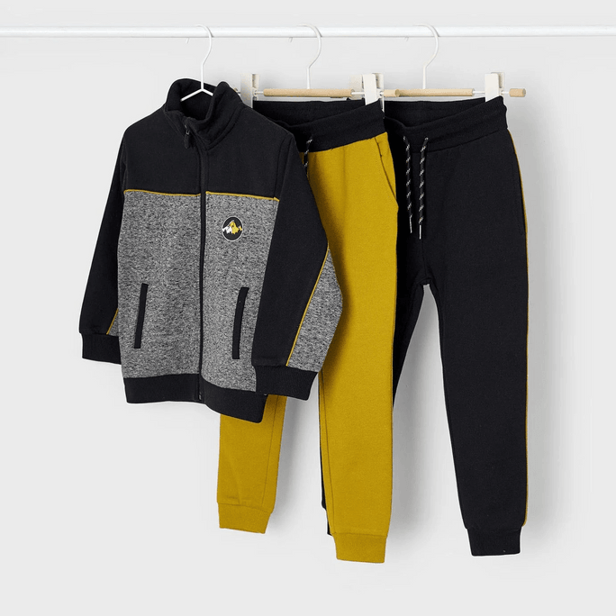 美國 MOM LOVES ME 4846-024 男孩運動服衛衣與兩條褲子 黑色 4