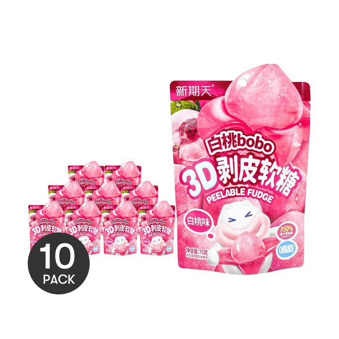 新期天 白桃bobo 3D剝皮軟糖 白桃口味 75g【0脂肪】