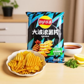 大陆版LAY'S乐事 大波浪薯片 铁板鱿鱼味 袋装 70g 包装随机发