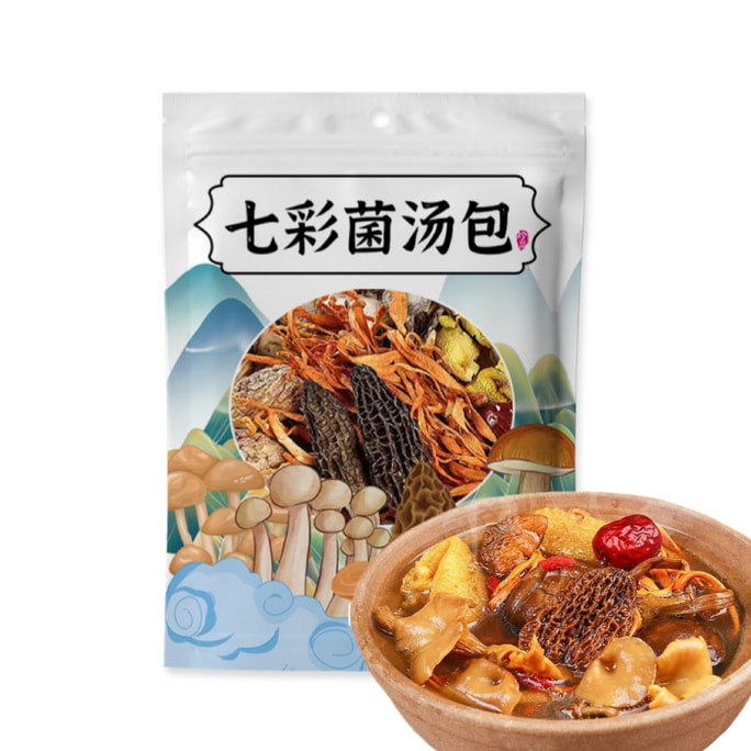 중국 버섯의 전설 향 운남 산의 진미 구미 버섯 수프 봉지 궁극의 보물 영양 신선한 수프 닭고기 스튜 수프 2-3인분 말린 버섯과 송이버섯 성분 40g