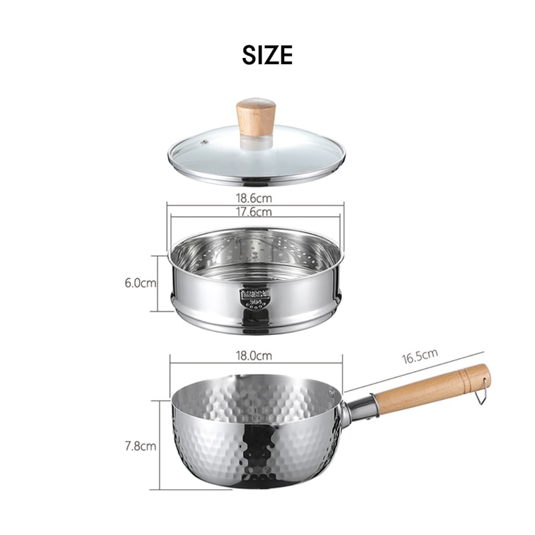 Stainless Steel Yukihira Pan With Steamer, 7.1 inch 11