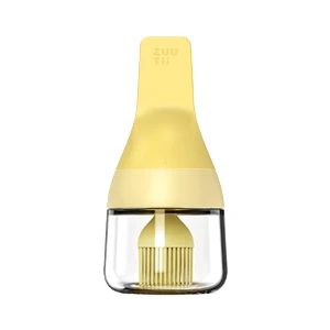 Oil brush integrated bottle, 130ml, cheese yellow, 1 bottle, brush and cap integrated/lock-lock seal.