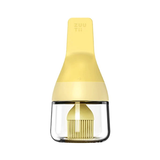 Oil brush integrated bottle, 130ml, cheese yellow, 1 bottle, brush and cap integrated/lock-lock seal.