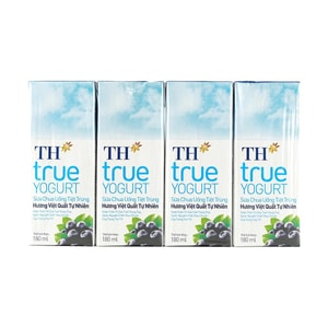越南TH true 優格飲品 牛奶飲料 藍莓口味 180ml*4盒 【越南國民品牌】