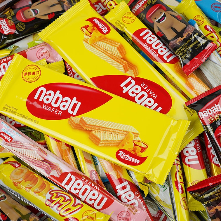 [중국 직송] 인도네시아 나바티 치즈 웨이퍼 콤보 [패밀리 치즈 웨이퍼 + 옥수수 + 치즈 스틱, 21개] 인도네시아 수입 혼합 맛 웨이퍼 크래커 바삭한 스낵 200g 7