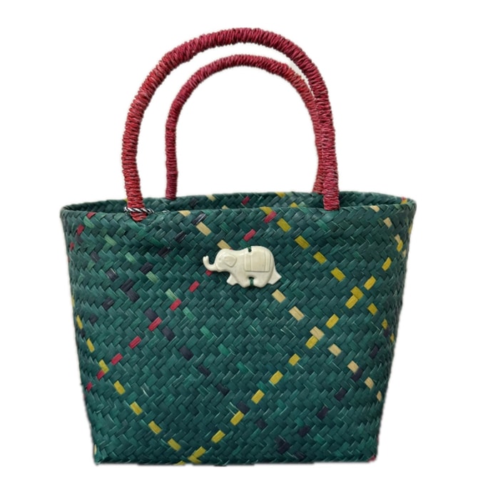 泰国 Goodgoods 小象藤条编织手提包-绿色【网红必备!】
