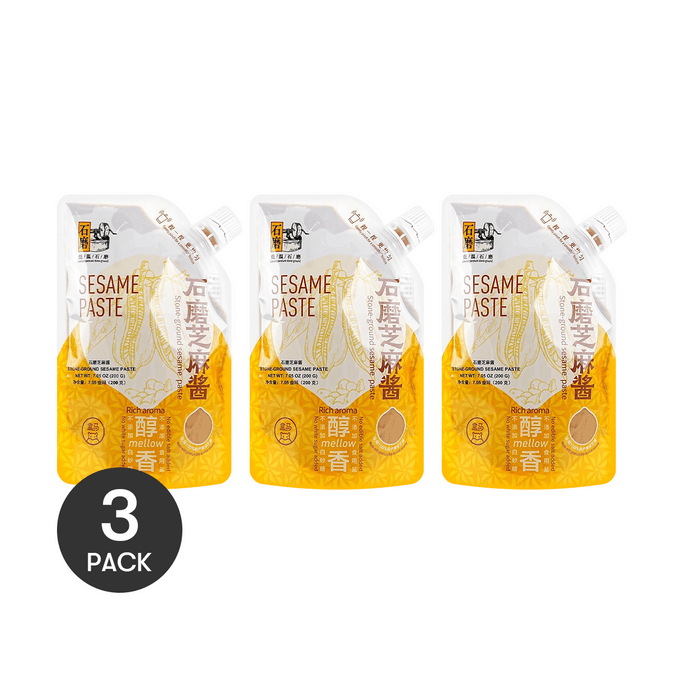 Stone-Grd Sesame Paste , 7.05 oz *3【3 Packs】