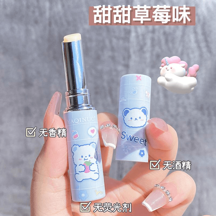  雅琪諾 萌熊盈潤保濕唇膏01粉紅桃子口味1支 3