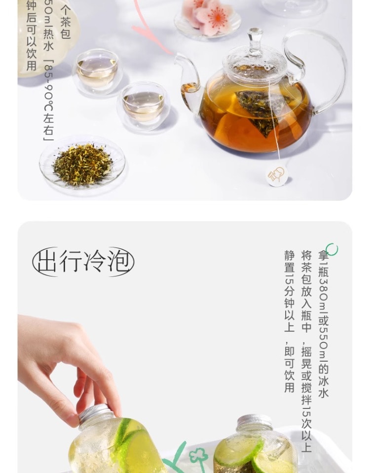 【中国直邮】 喜茶 真花茶礼盒 茶包伴娘伴手礼冷泡茶茉莉花茶茶叶圣诞礼物 8袋/盒