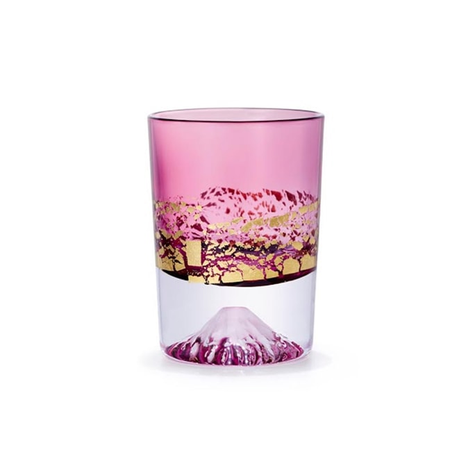 일본 타시마 유리 수제 후지산 금박 컵(핑크 2.9fl-oz)