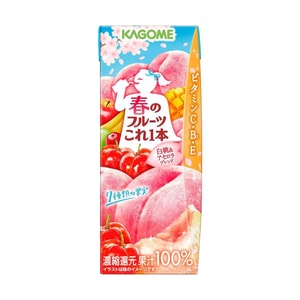 日本KAGOME可果美 白桃櫻桃口味混合果汁 200ml【春季限定】【富含維生素C、B2、E】