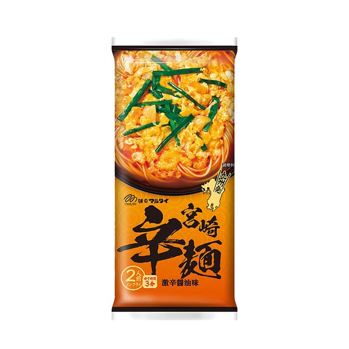 【日本直邮】MARUTAI 拉面 九州宫崎蒜香辛辣鸡肉面 2人份 186g