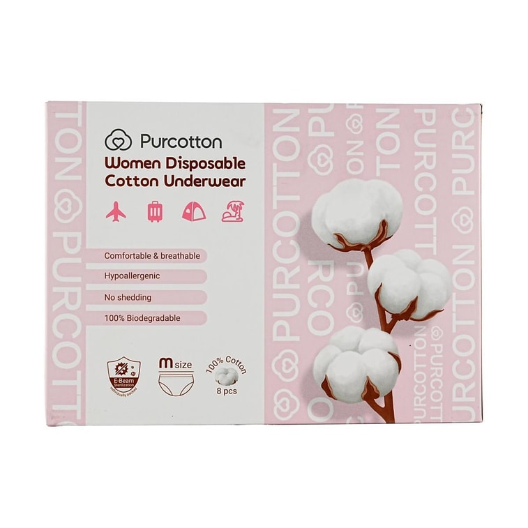 全棉时代女士 一次性内裤 纯棉无菌免洗 旅行出差便携装 M码8条装 3