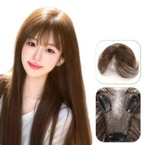 【中国直邮】 HSPM 轻薄透气增发量补发片隐形无痕高颅顶假发片 刘海深棕色 1个