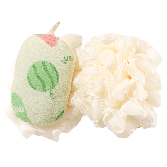  家簡塵除 沐浴球 小西瓜搓澡巾款/個 搓澡巾 二合一 兩用不散 柔軟出泡