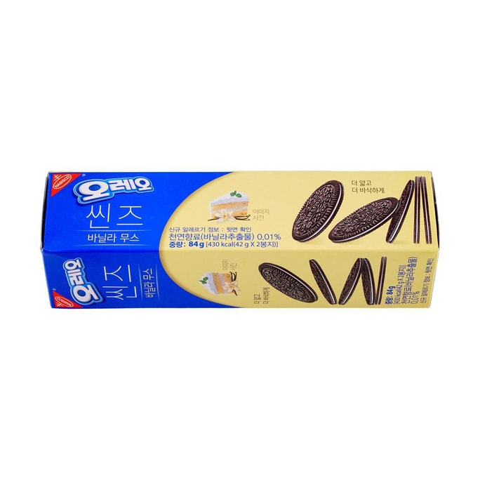韓國版OREO奧利奧 香草慕斯薄脆夾心餅乾 84g