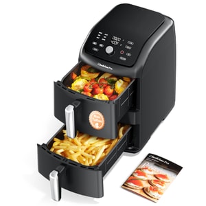 12QT Large Air Fryer, 12-in-1 Digital Airfryer With Clear Window, 40+ Recipes,Fit For Family Of 2-5, Black